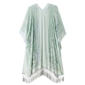 Free People Nightbird Velvet Burnout Kimono Duster